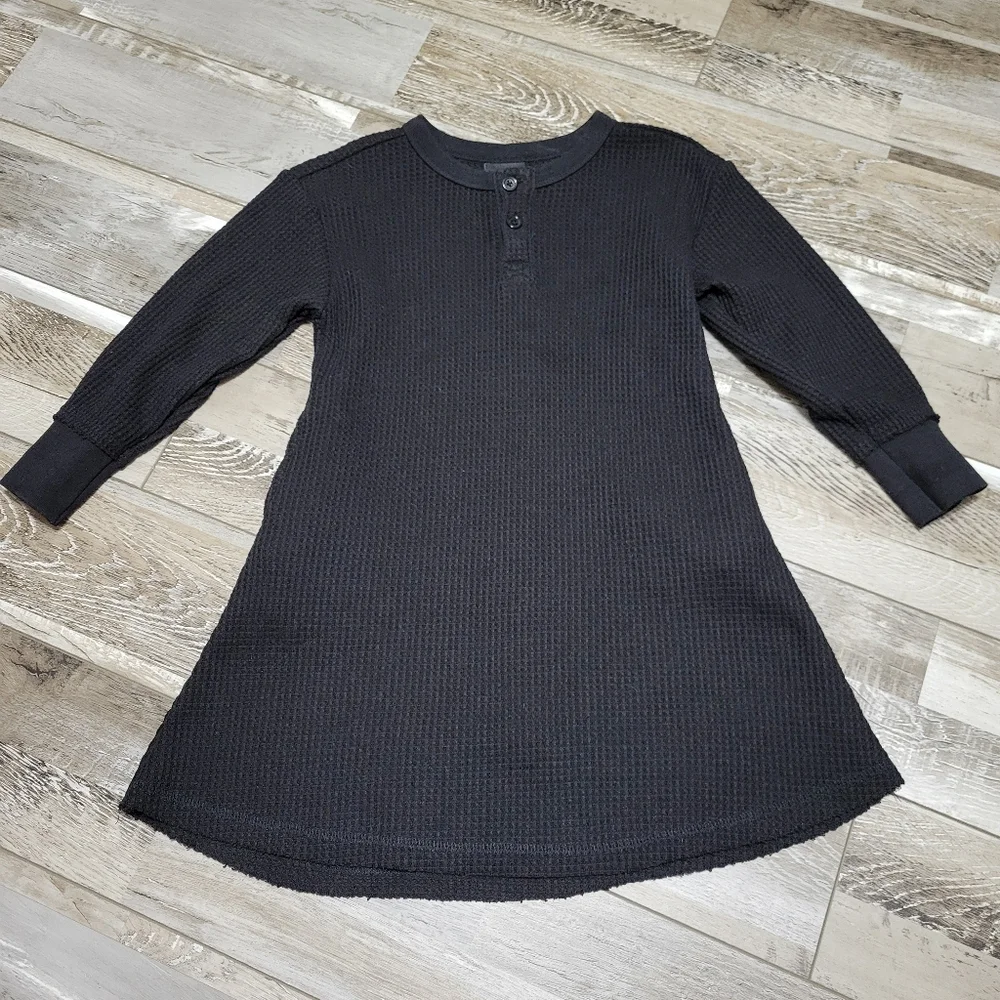 Toddler Little Bipsy Black Waffle Knit Long Sleeve Dress Size 2T/3T